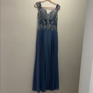 Xscape Light Blue Dress with Silver Embellishments (prom or wedding guest)